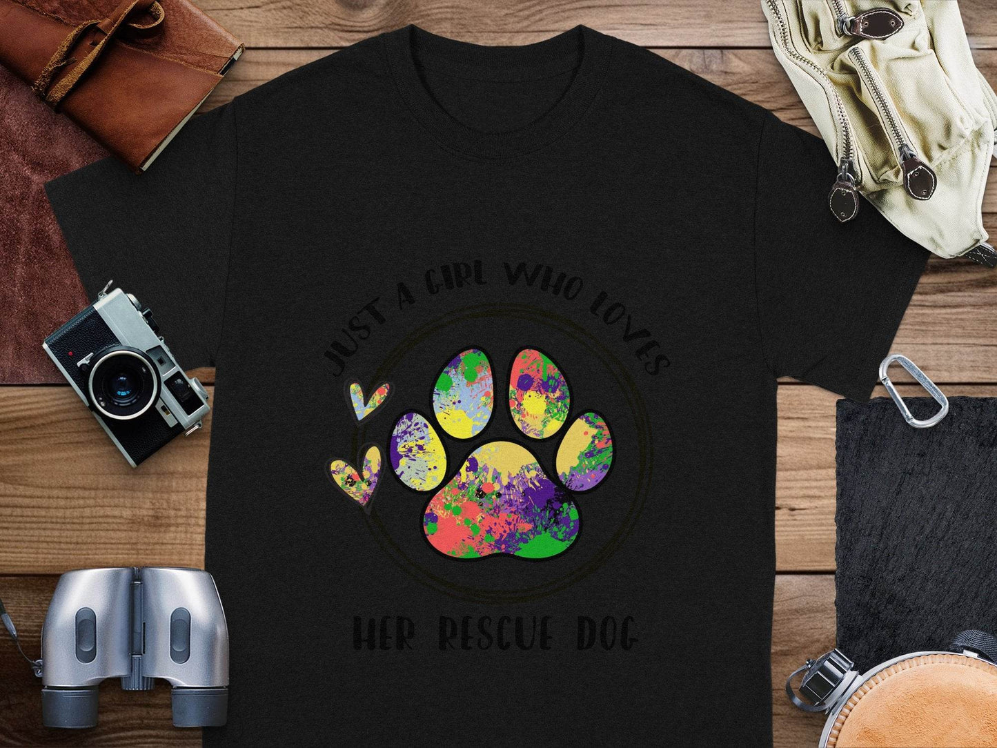 Just a Girl Who Loves Her Rescue Dog Paw Print T-shirt - Design & Vybe