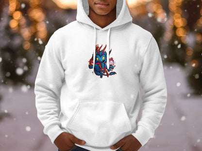 Krampus With Child Caught Illustration Cartoon Hoodie - Design & Vybe