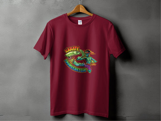 Karate Frankenstein Zombie Monster Funny Halloween T-Shirt - Design & Vybe
