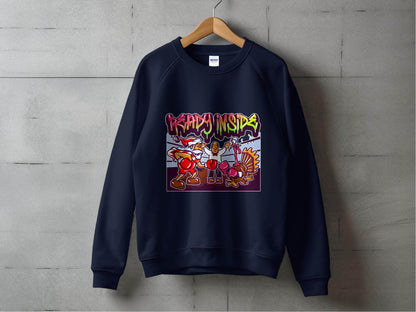 Funny Santa vs Turkey Boxing Ring Graphic Sweater - Design & Vybe