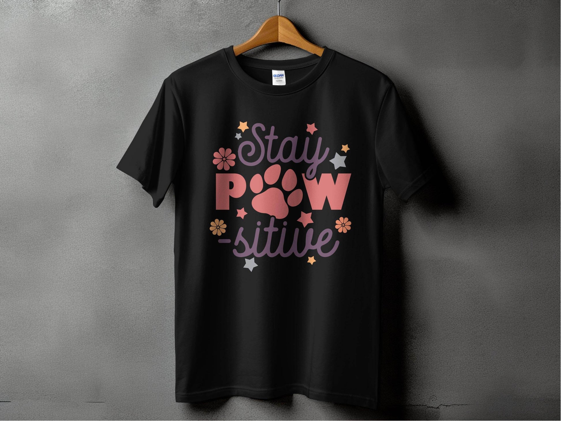 Stay Paw-sitive Pet Dog Animal Lover Graphic Design T-Shirt - Design & Vybe