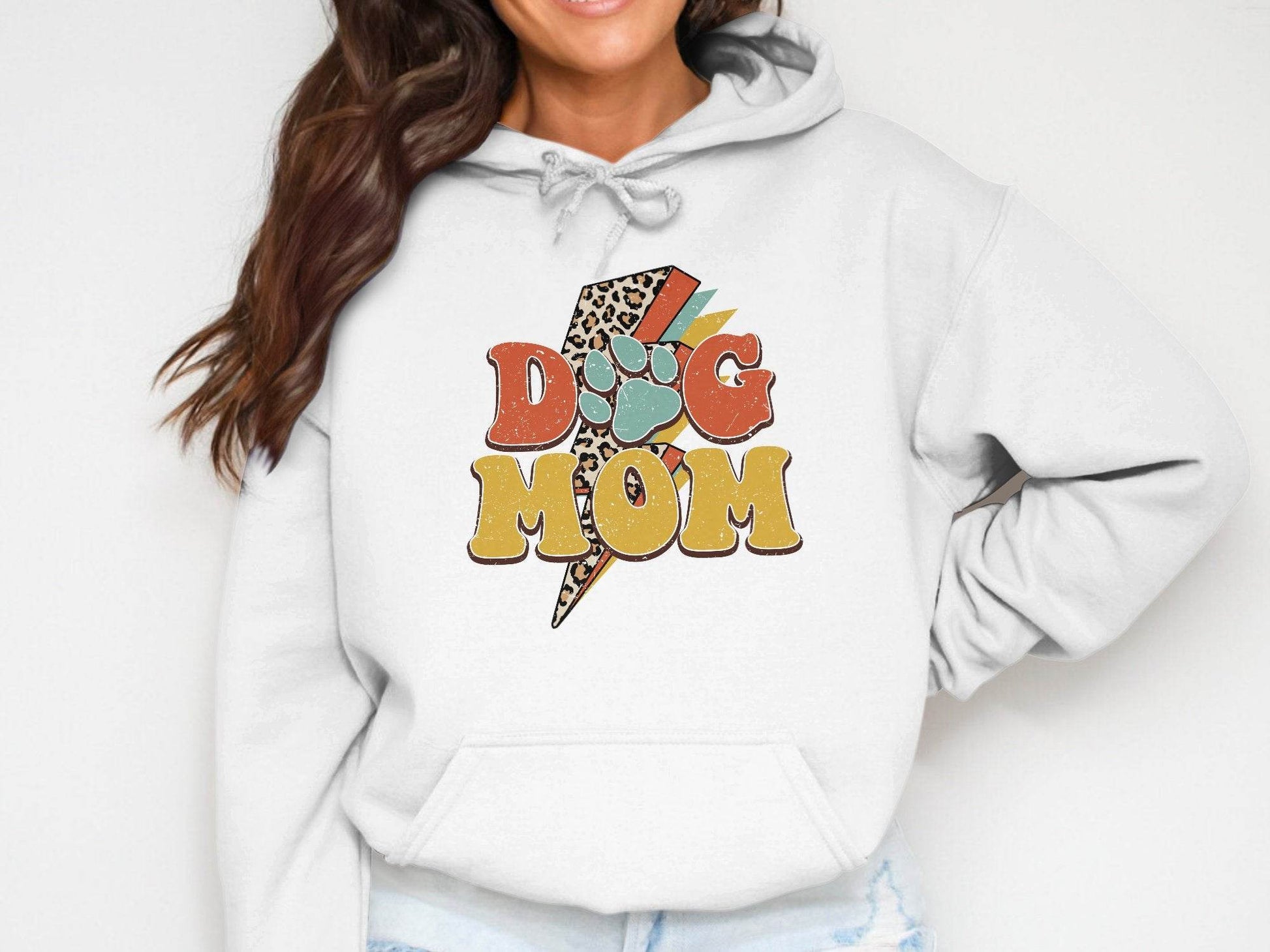Retro Leopard Dog Mom Paw Print Design Great Gift Hoodie - Design & Vybe