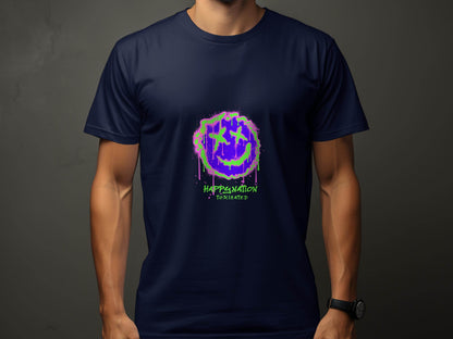 Happy Nation Toxiclated Smiley Face Graphic Design T-Shirt - Design & Vybe