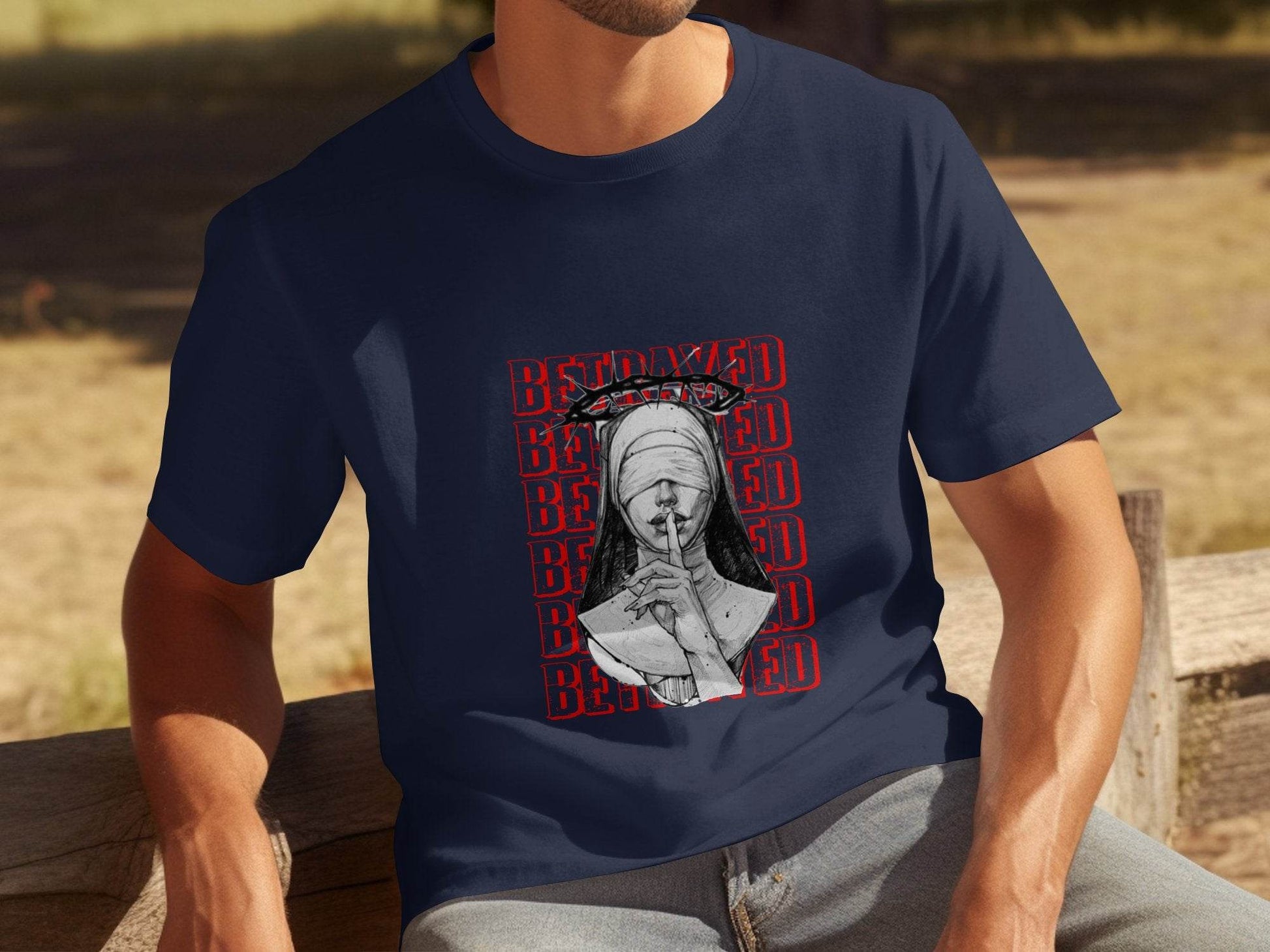 Blind Nun Betrayed Shhh Artistic Expression Design T-Shirt - Design & Vybe
