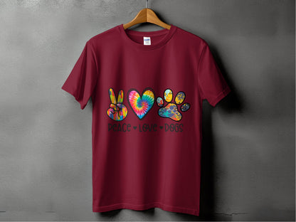 Peace Love Dogs Colorful Design Graphic Animal Lover T-Shirt - Design & Vybe