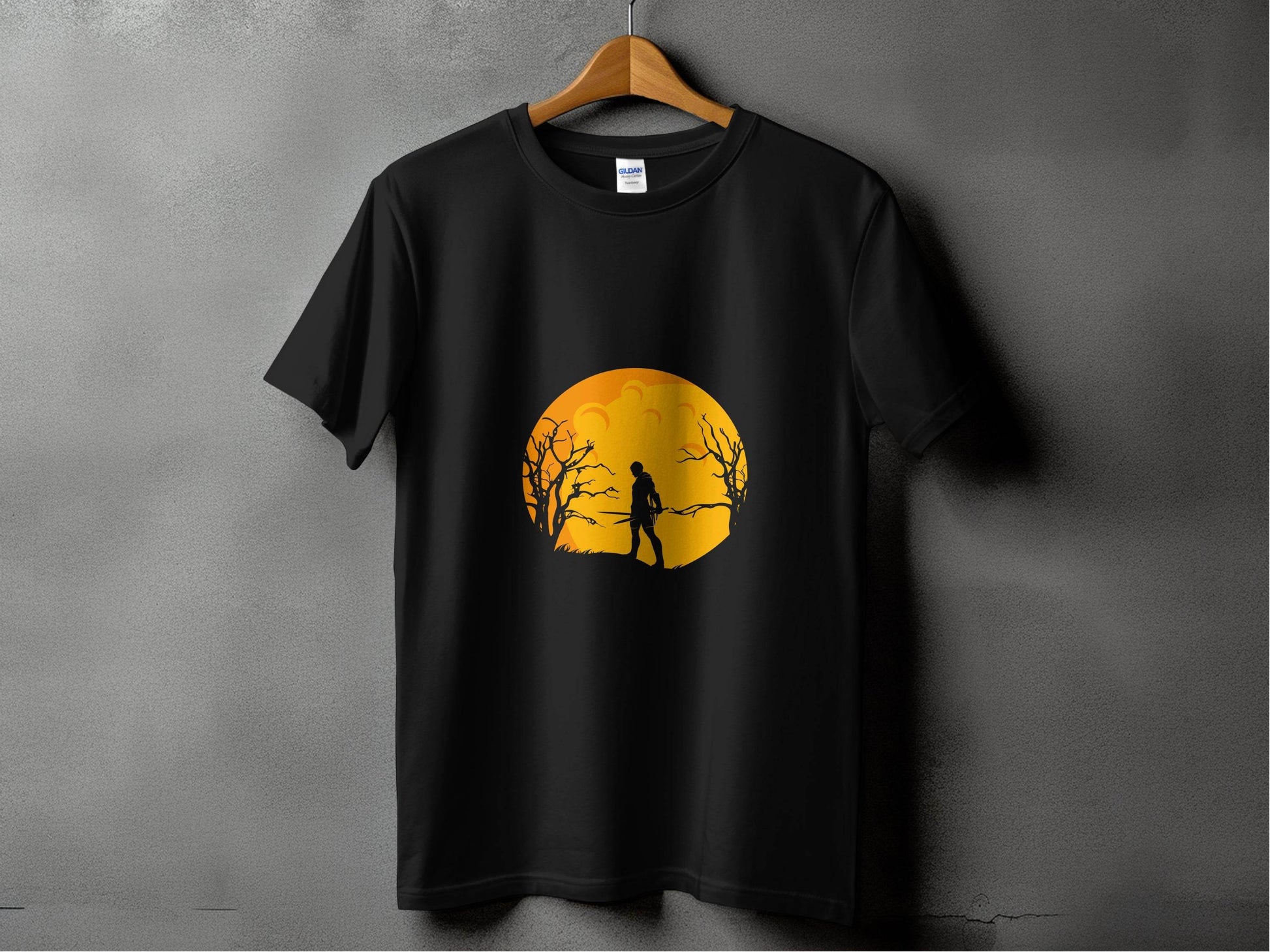 Silhouette Knight Under Yellow Moon Unique Style T-Shirt - Design & Vybe
