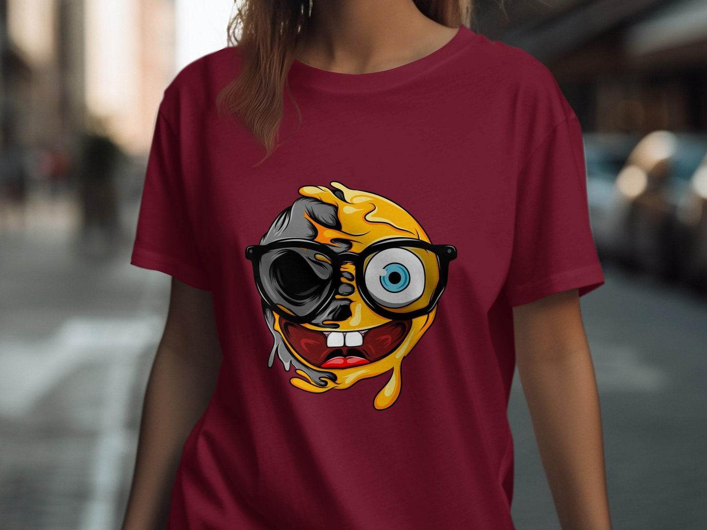 Quirky Smiley Face with Glasses Graphic T-Shirt - Design & Vybe