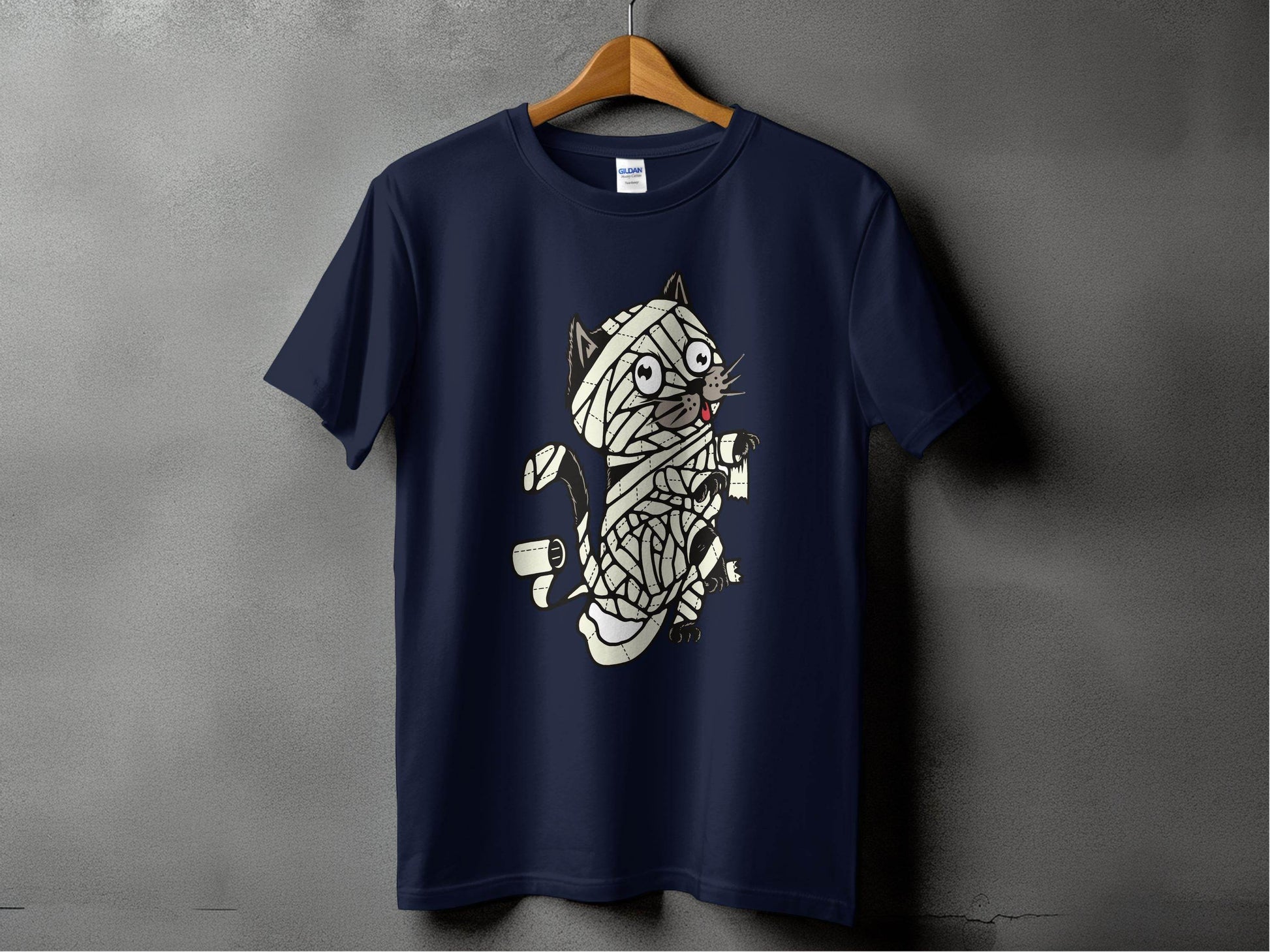 Halloween Mummy Cat Wrapped Up In Bandages Funny T-Shirt - Design & Vybe
