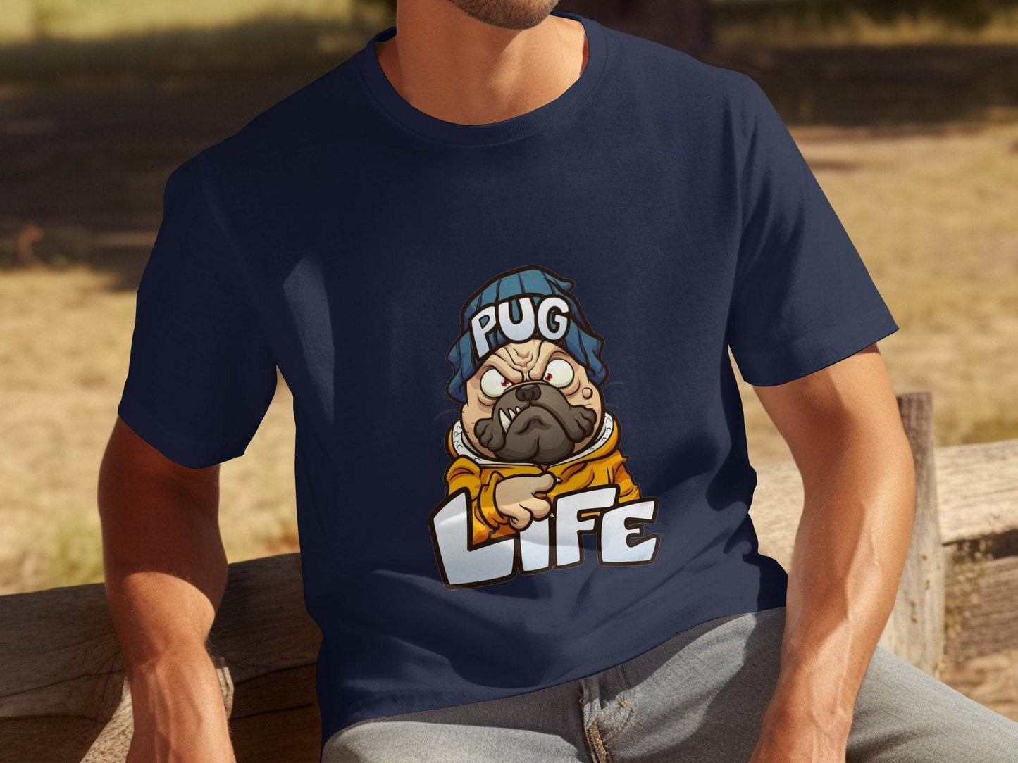 Cartoon Pug With Attitude Pug Life Design Style T-Shirt - Design & Vybe