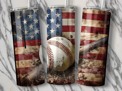 Patriotic American Flag Baseball Tumbler Cup product