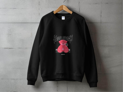False Hope with Pink Bear Print Graphic Sweater - Design & Vybe