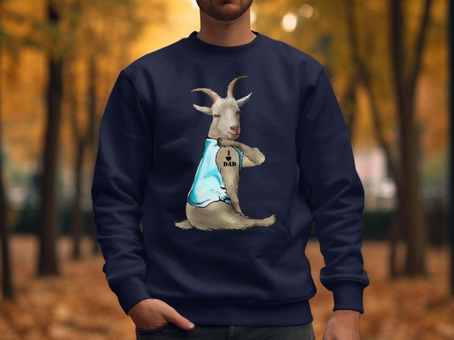 I Love Dad Print Quirky Goat Design Sweater - Design & Vybe