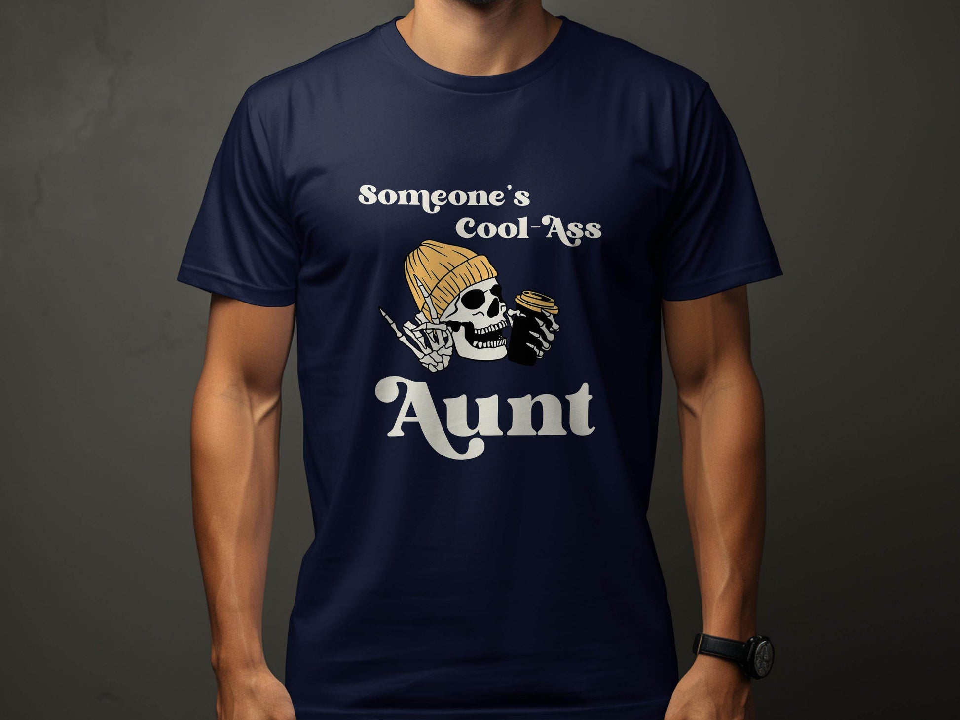 Someone's Cool-Ass Aunt Skeleton Coffee Lover T-Shirt - Design & Vybe