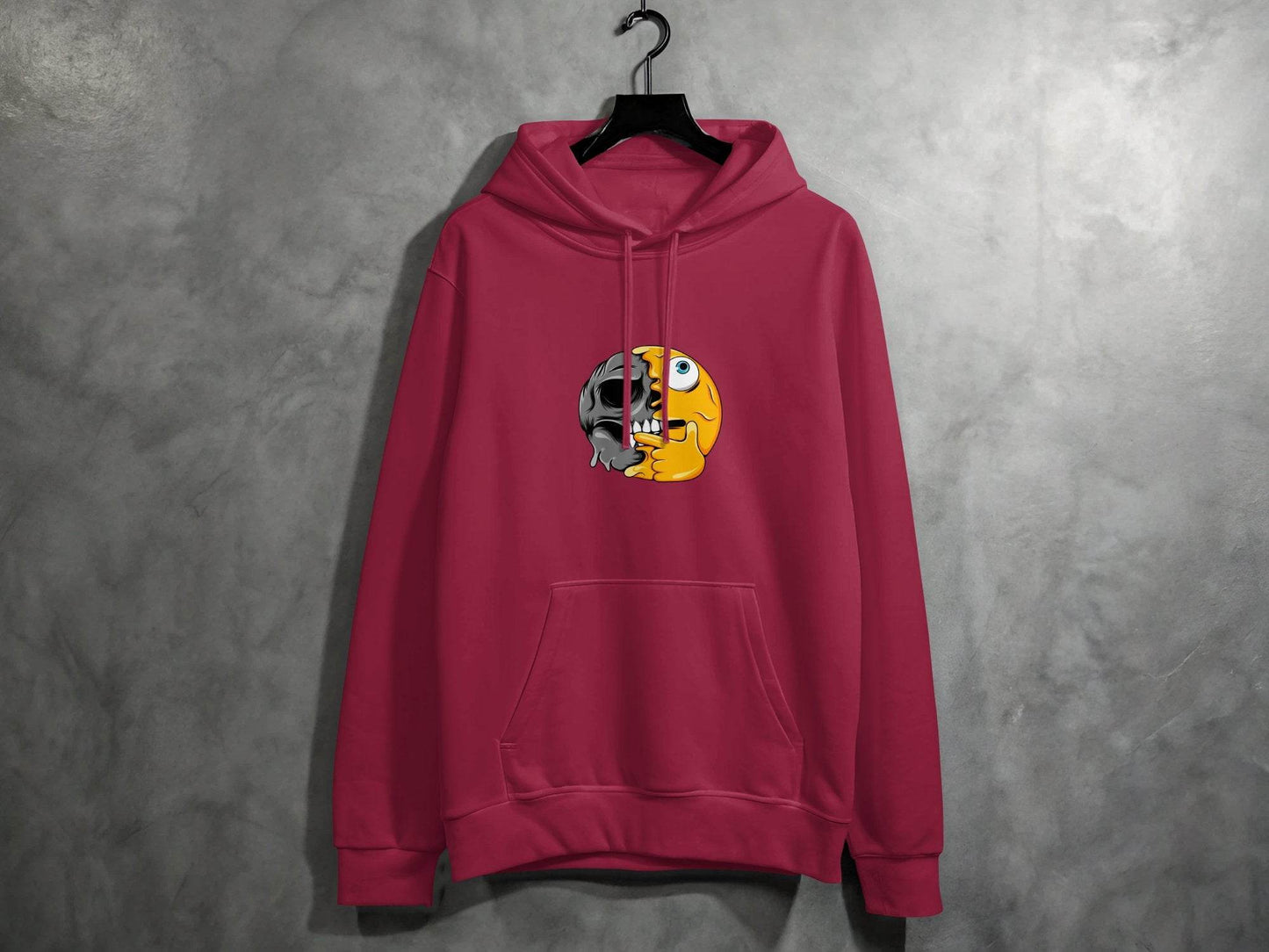 Emoji Skull Half and Half Funny Face Art Hoodie - Design & Vybe