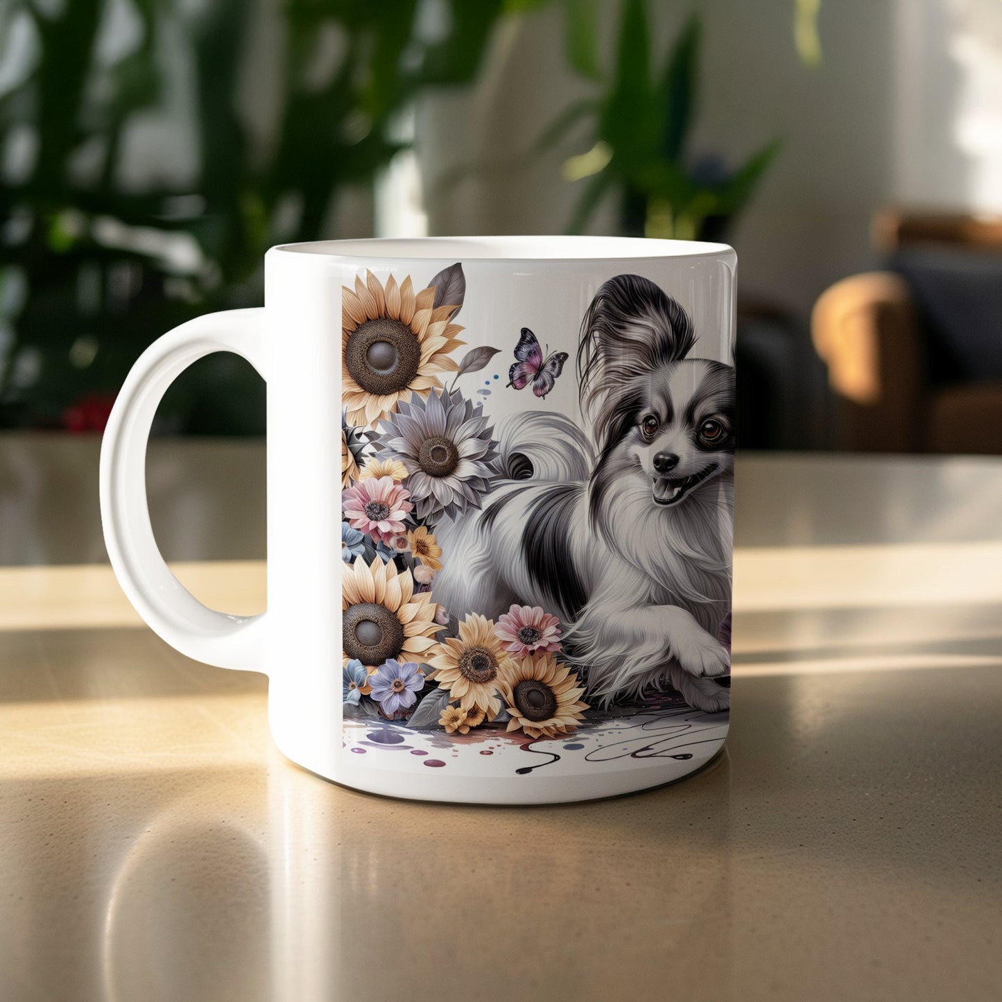 Cute Dog with Flowers Illustration Coffee Mug product