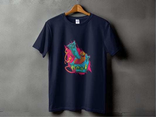 Vibrant Psychedelic Shark Print Graphic Tee product