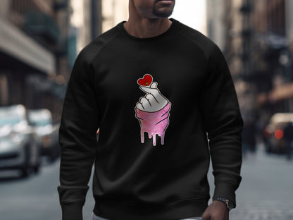 Heart Hand Symbol Black Long Sleeve Shirt product type