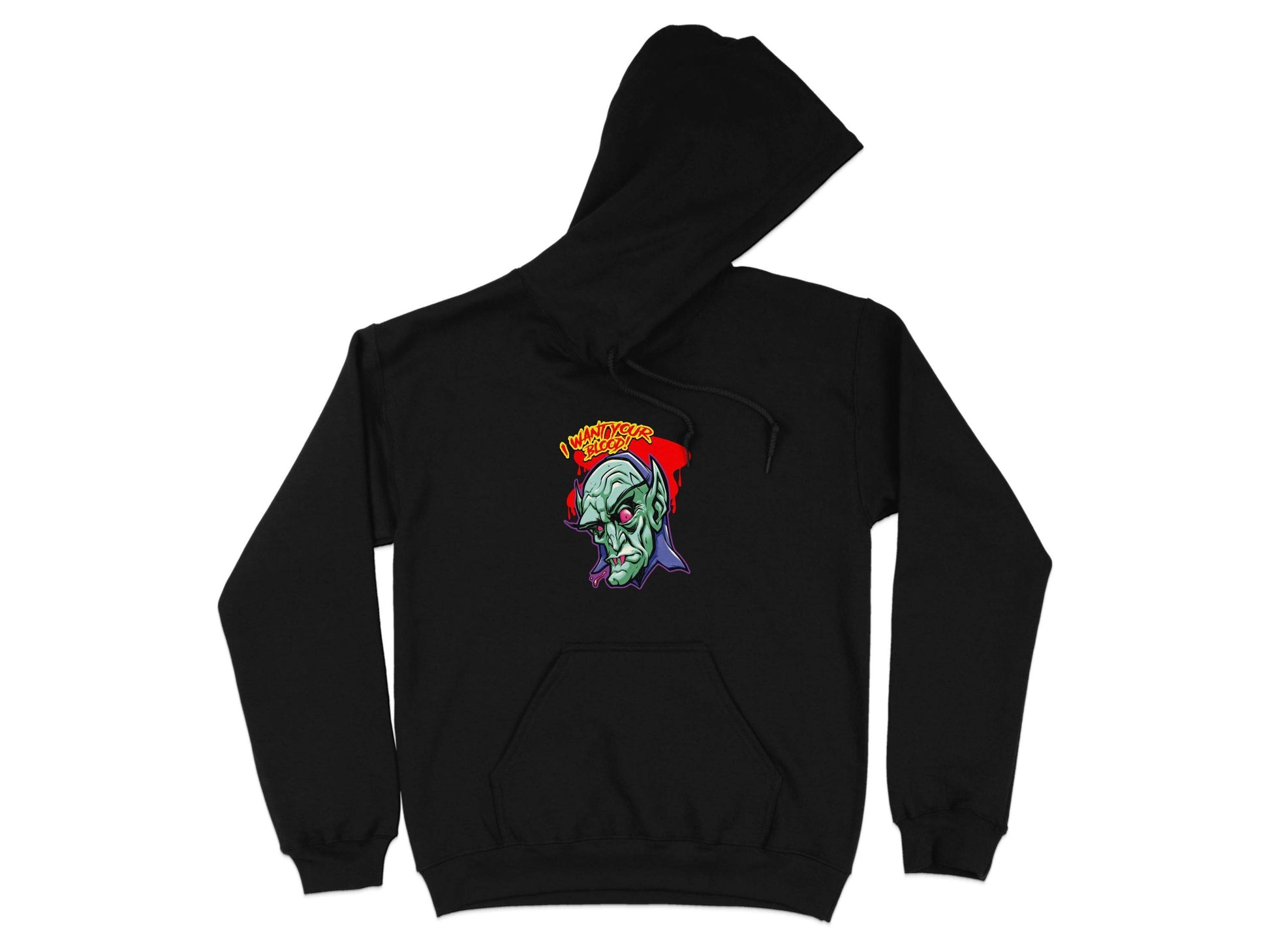 I Want Your Blood Vampire Head Horror Graphic Hoodie - Design & Vybe