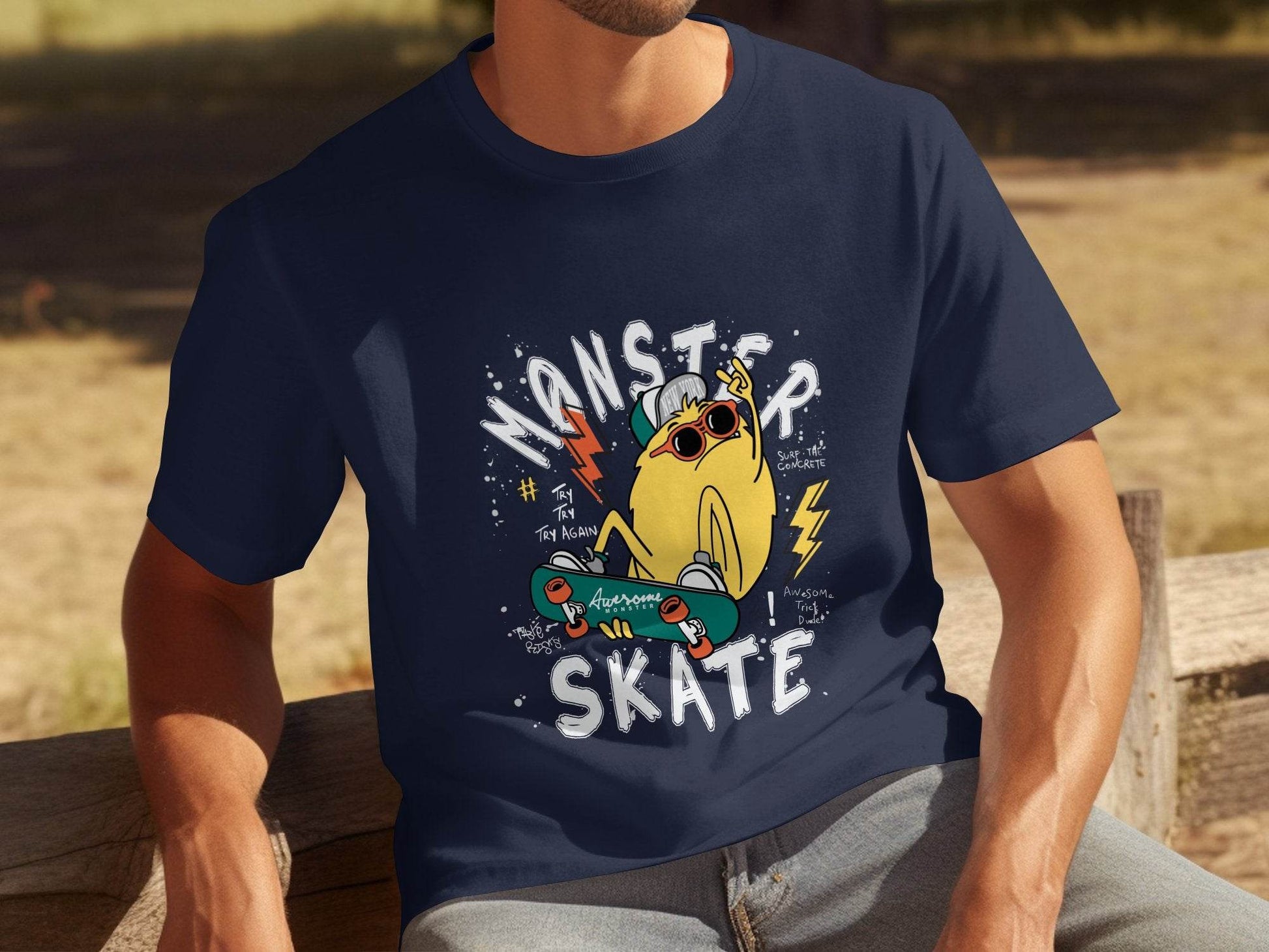 Fun Skateboarding Graphic Monster Cool T-Shirt - Design & Vybe
