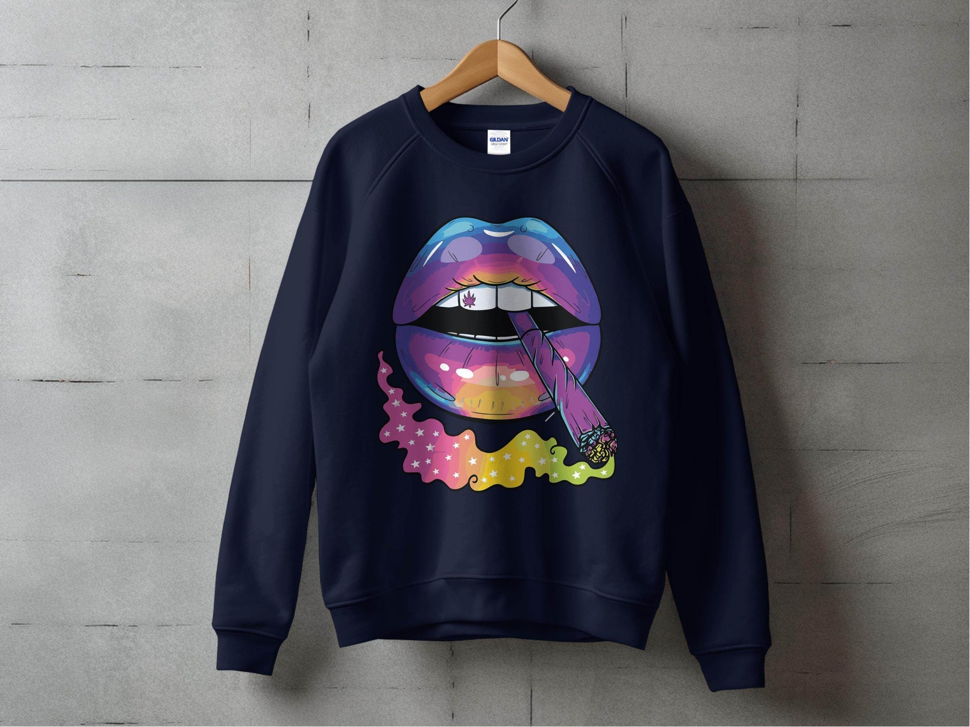 Colorful Lips Smoking Weed Design Sweater - Design & Vybe