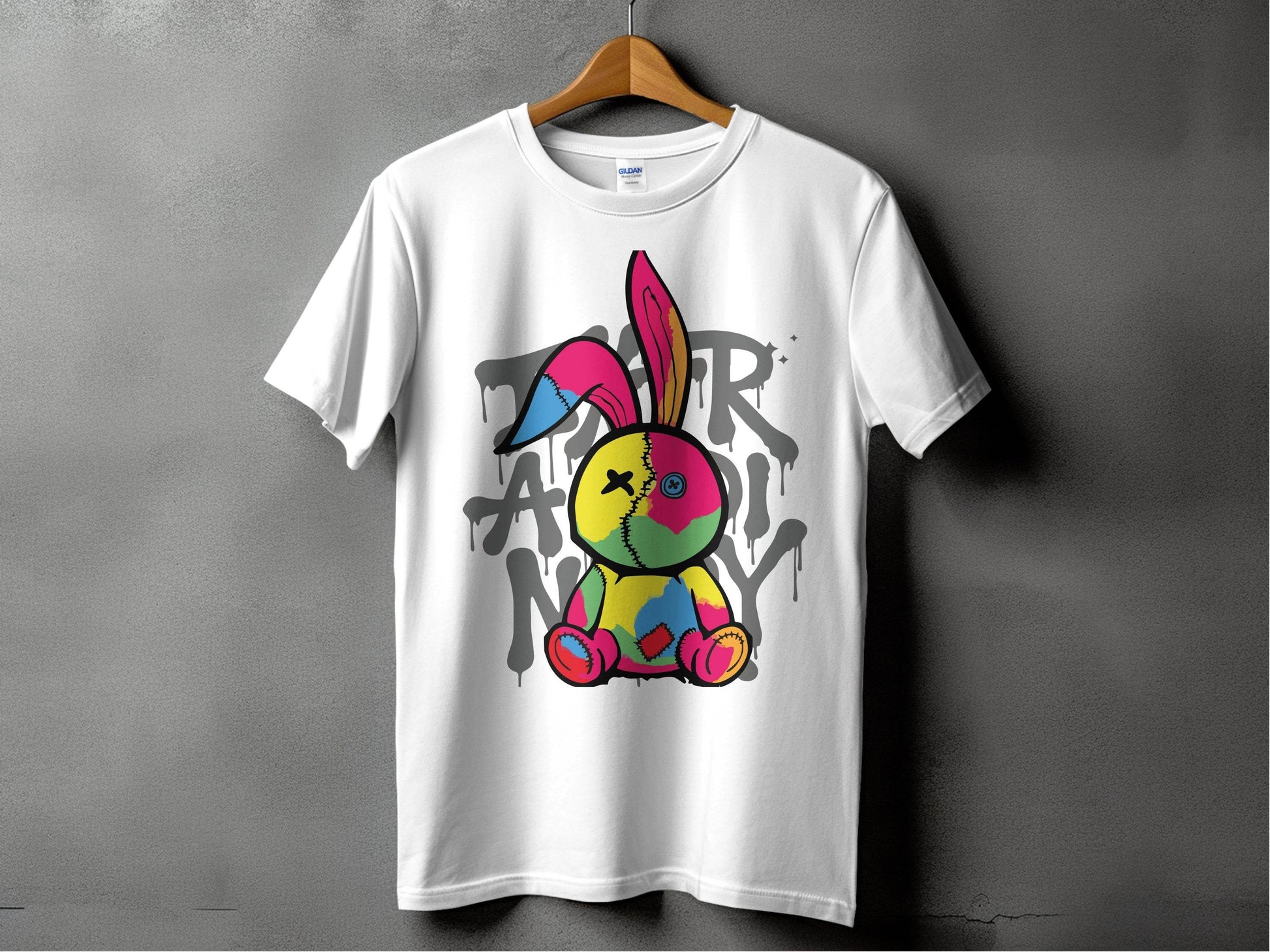 Colorful Bunny Graffiti Style Printed T-Shirt product type