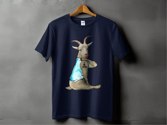 Goat Wearing Blue Cape I Love Dad Printed T-Shirt product