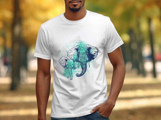 Stunning Elephant Graphic Blue Nature Design T-Shirt - Design & Vybe