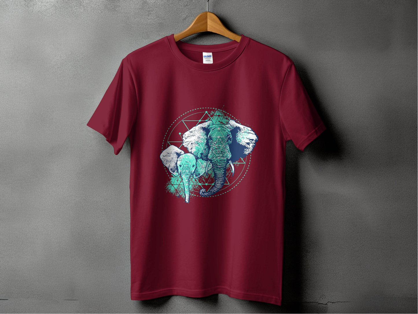 Stunning Elephant Graphic Blue Nature Design T-Shirt - Design & Vybe