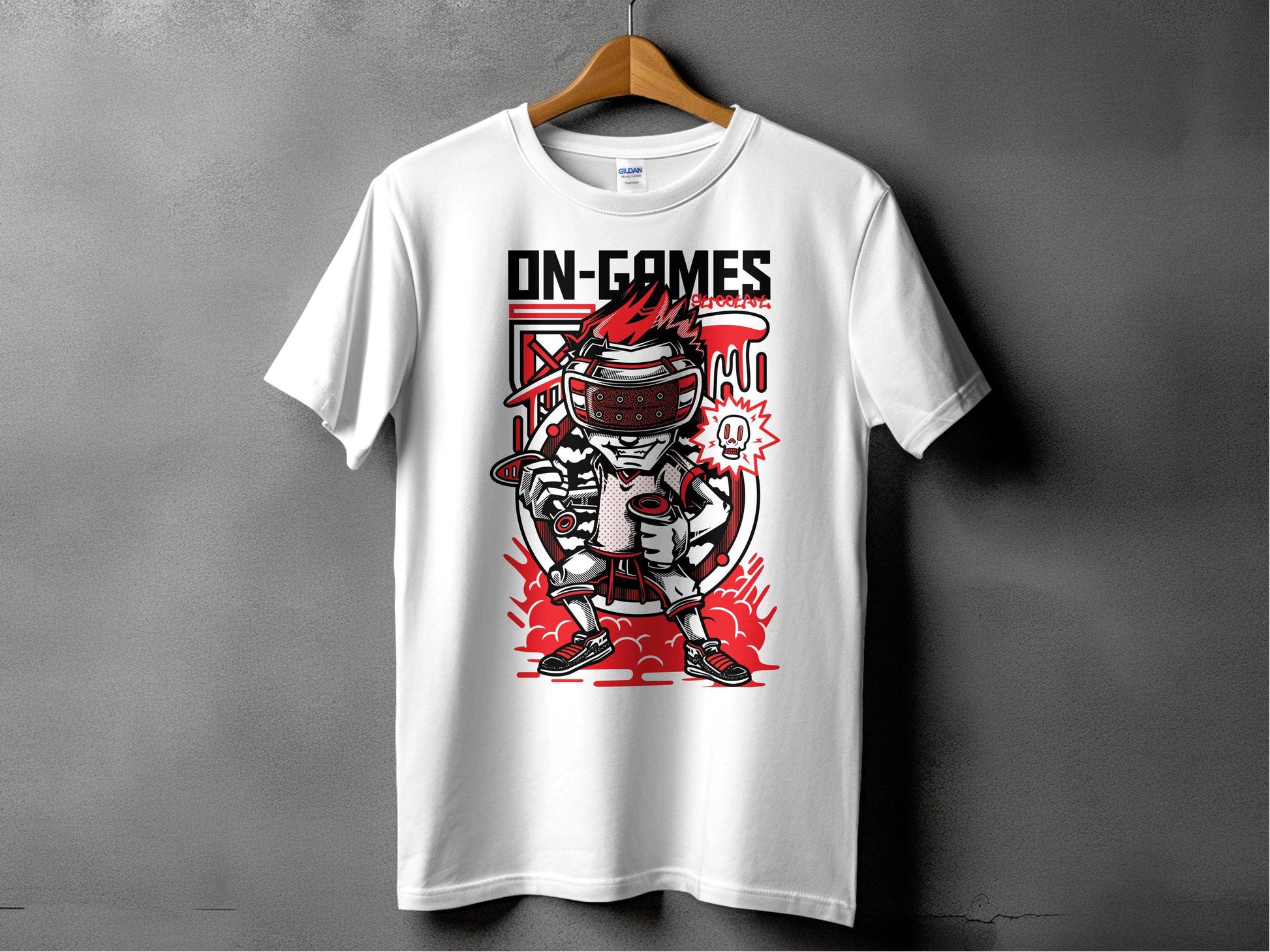 On Games Vr Gaming Schoolart Skull Graphic Design T-Shirt - Design & Vybe