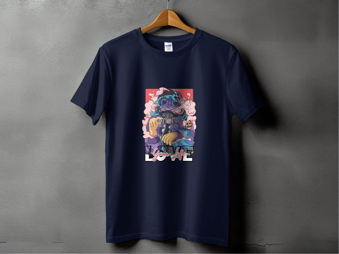 Love Your Life Robot Style Cartoon Graphics T-Shirt - Design & Vybe