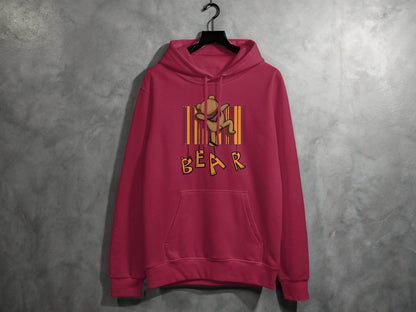 Funny Adorable Cute Bear Climbing Barcode Design Printed Hoodie - Design & Vybe