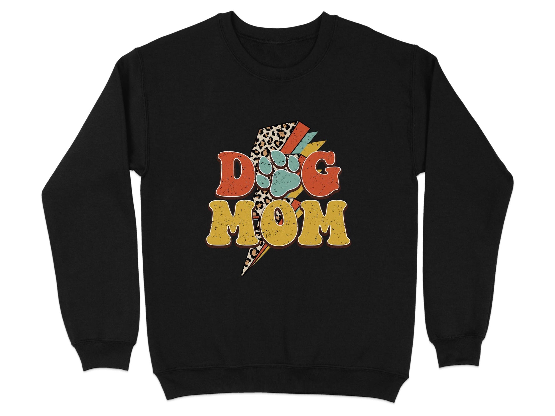 Retro Leopard Dog Mom Paw Print Design Great Gift Sweater - Design & Vybe