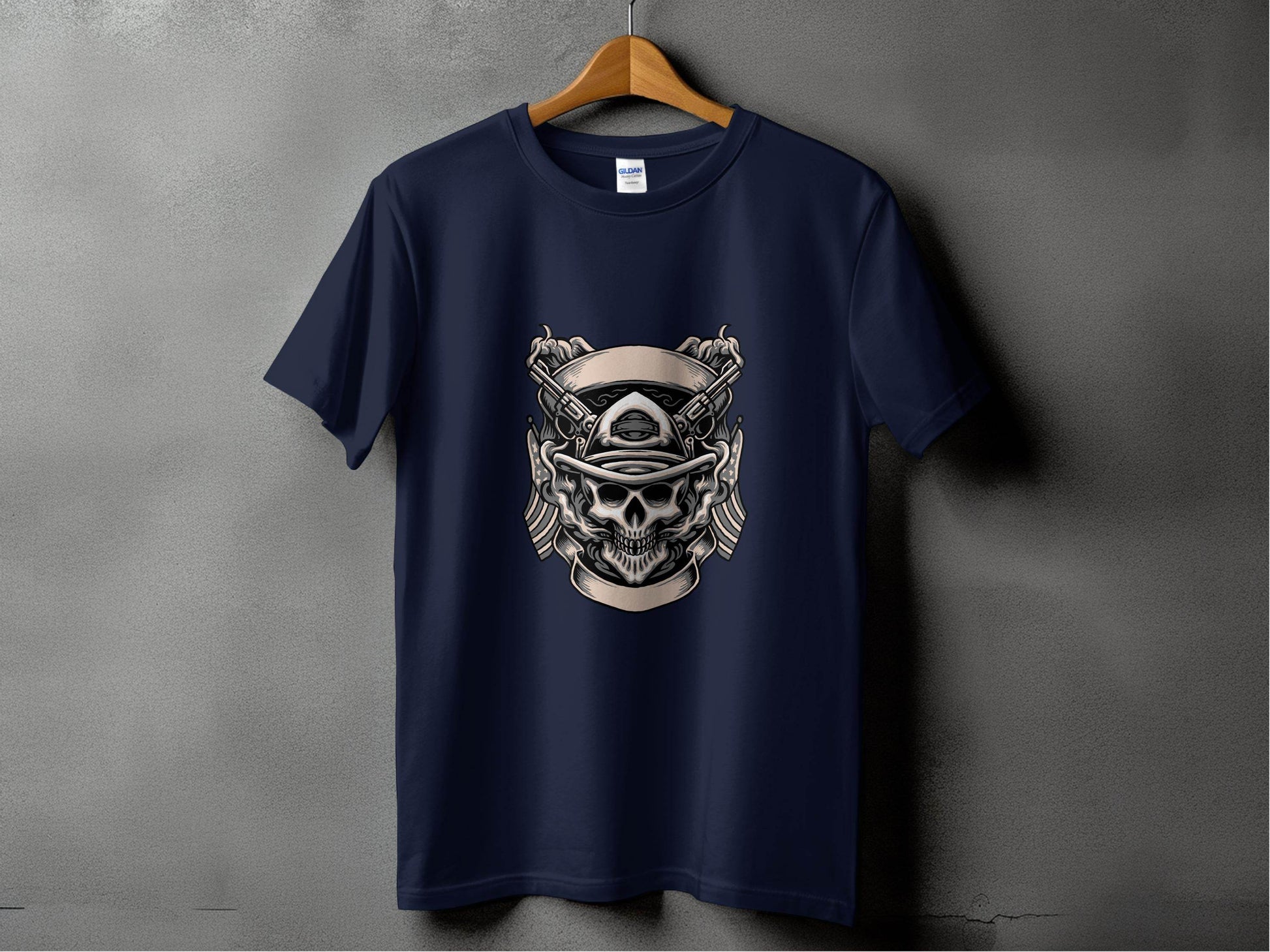 Skull with Guns and Flags Graphic T-Shirt - Design & Vybe