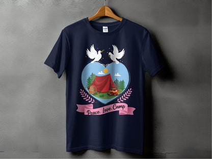 Peace Love Camp Doves and Tent Graphic T-shirt product type