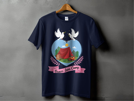 Peace Love Camp Doves and Tent Graphic T-shirt product type