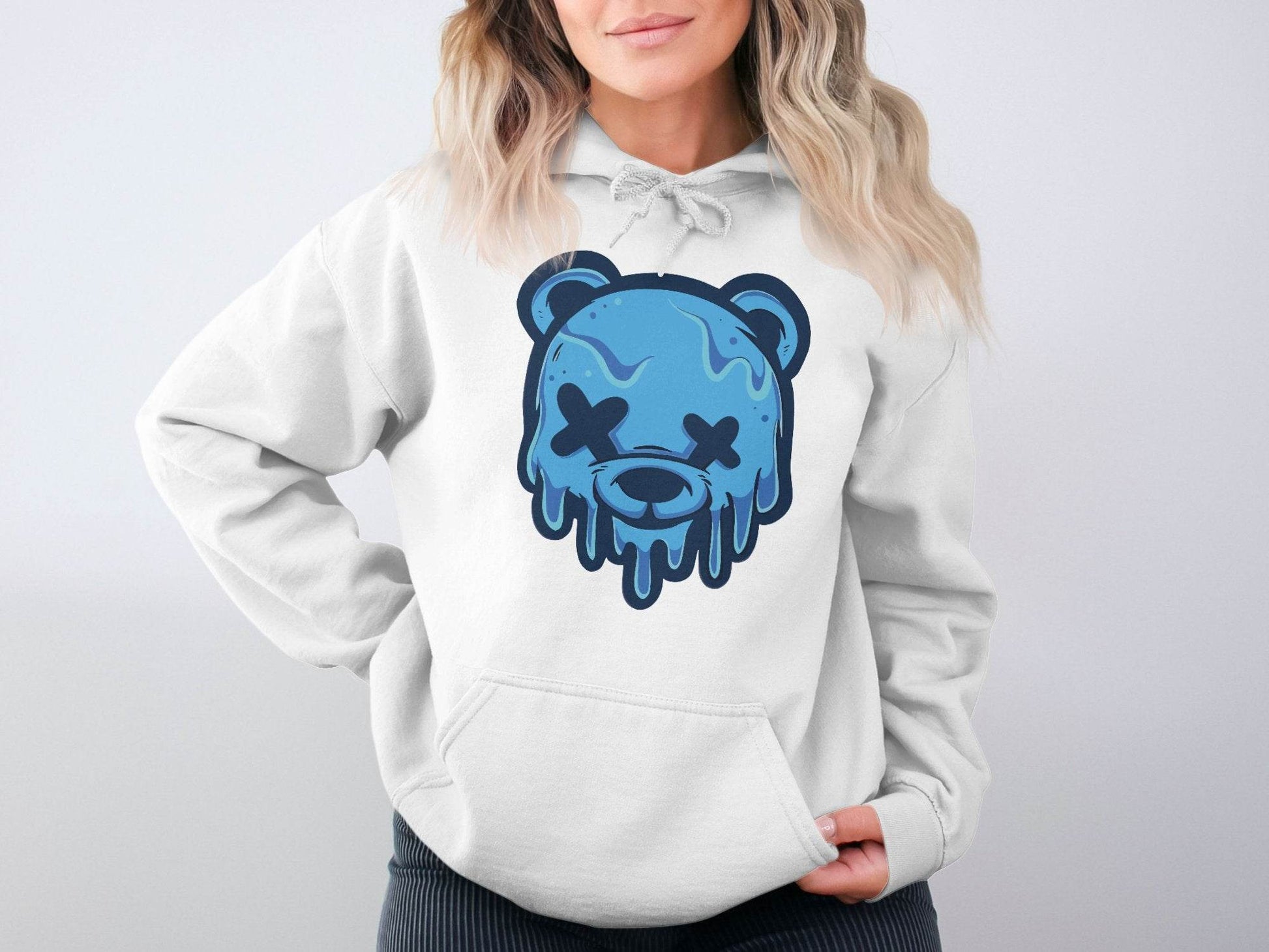 Cool Blue Graffiti Melting Dead Mad Bear Graphic Hoodie - Design & Vybe