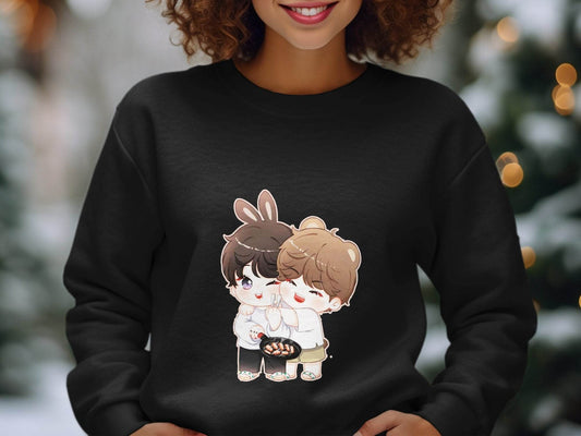 Cute Bunny Bear Cartoons Cooking Together Hoodie - Design & Vybe
