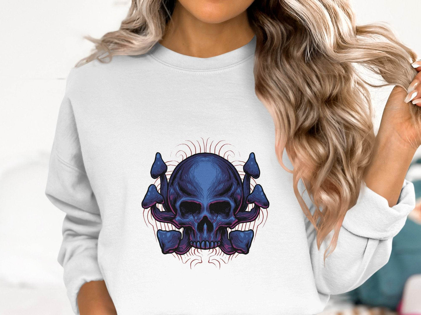 Skull and Mushroom Design Graphic Sweater - Design & Vybe