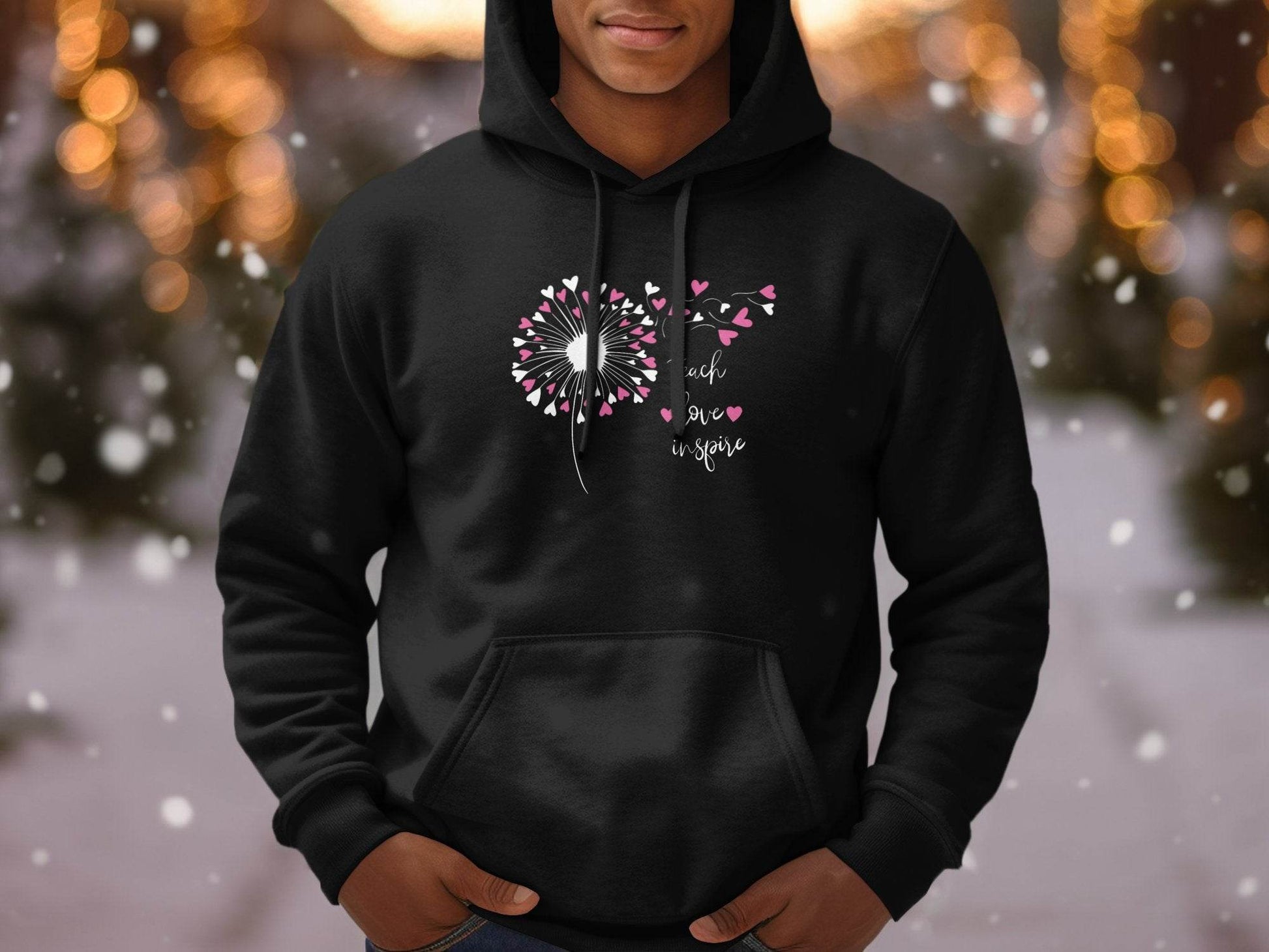 Teach Love Inspire Dandelion Heart Graphic Art Hoodie - Design & Vybe