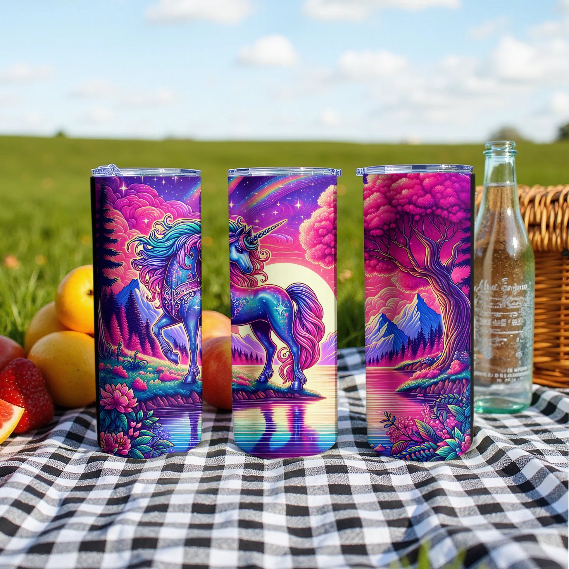 Colorful and Magical Rainbow Unicorn Print Tumbler product