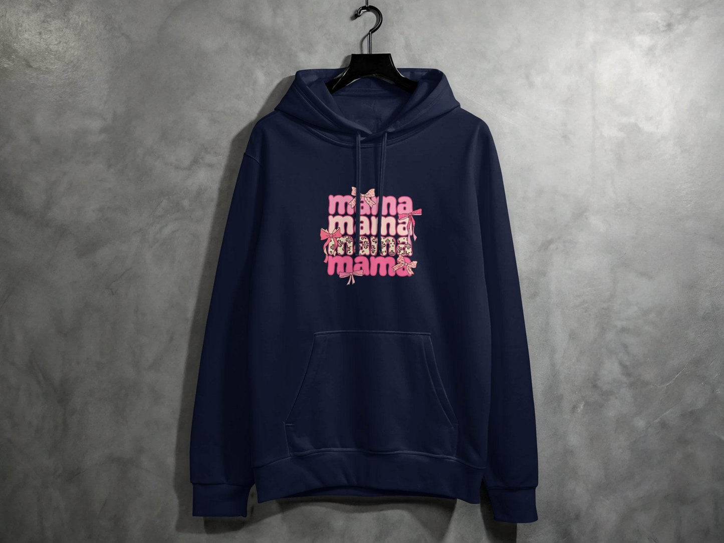 Mama Repeated With Bows Pink Themed Artwork Hoodie - Design & Vybe