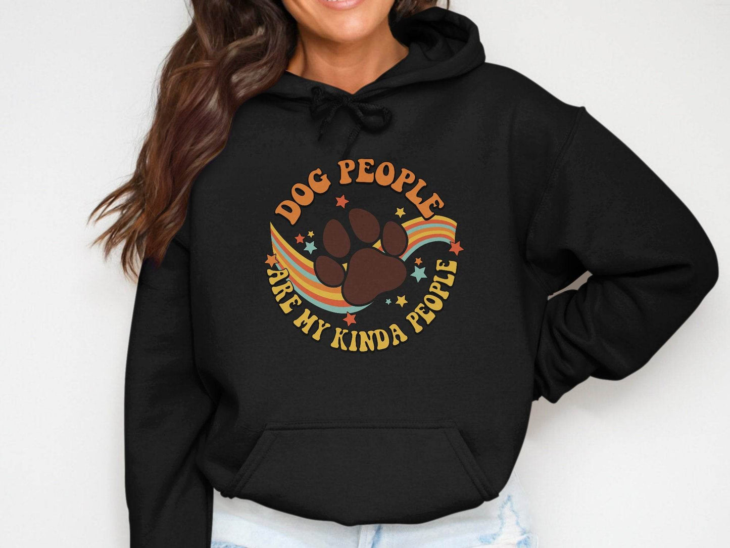 Dog People Are My Kinda People Retro Style Dog Paw Hoodie - Design & Vybe