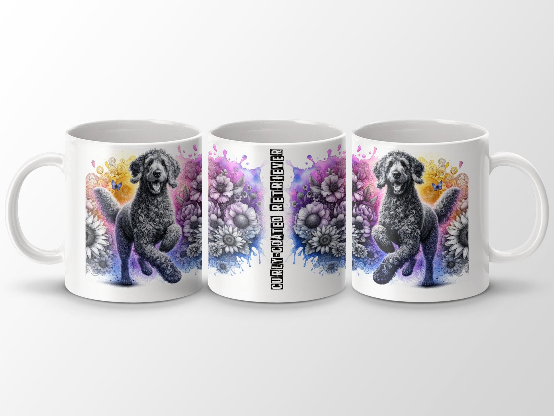 Vibrant Curly Coated Retriever Design Mug Product