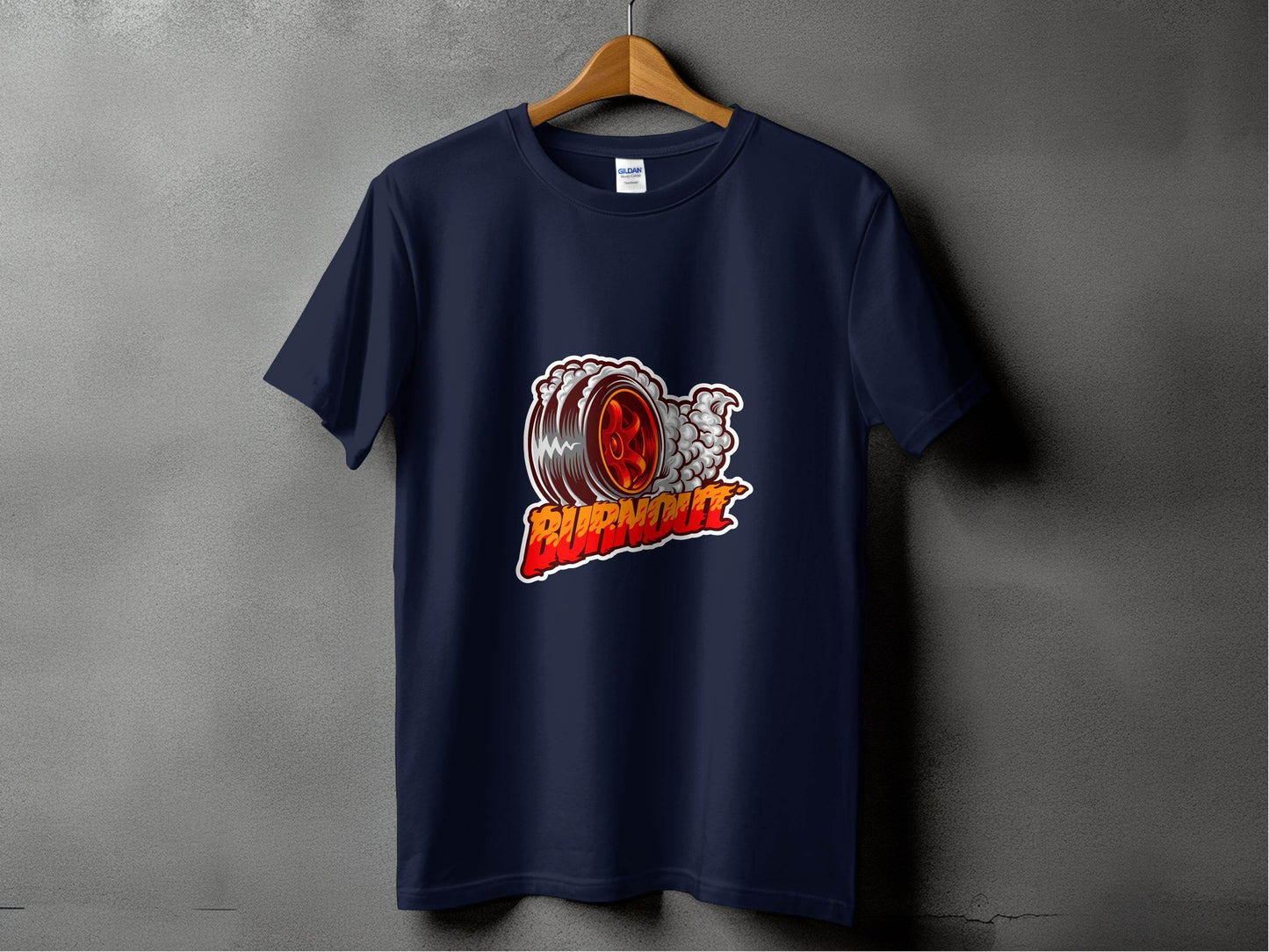 Burnout Tire Smoke Flames Powerful Design Graphic T-Shirt - Design & Vybe