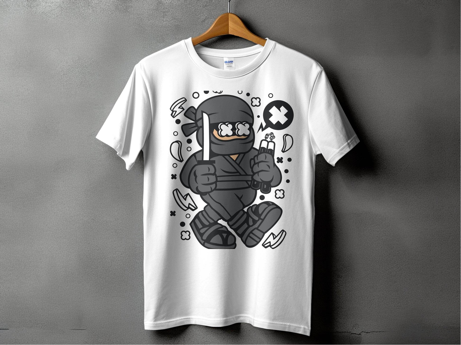 Ninja Cartoon Character with Nunchucks Graphic T-Shirt - Design & Vybe