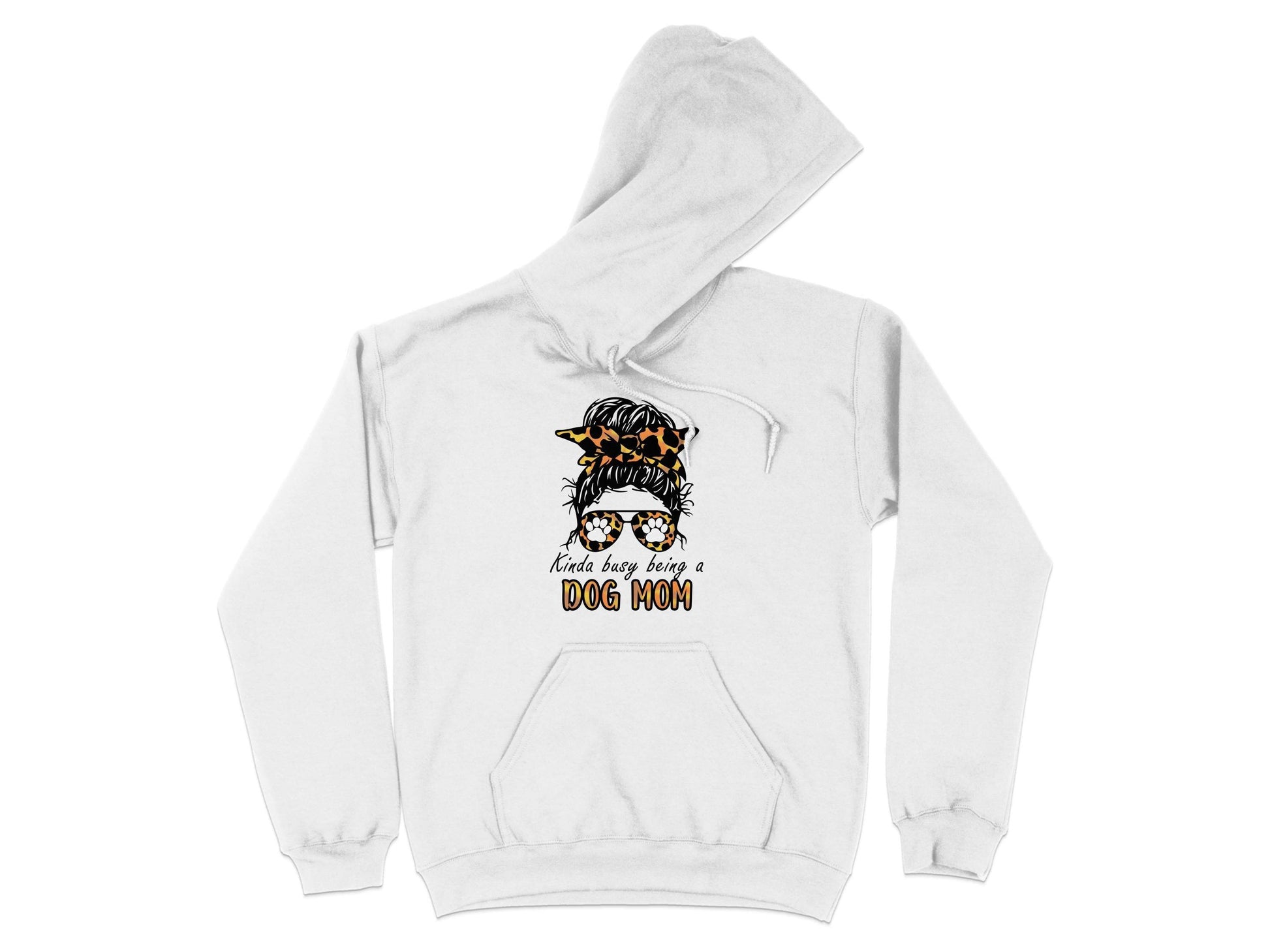 Kinda Busy Being A Dog Mom with Paw Print Glasses Hoodie - Design & Vybe