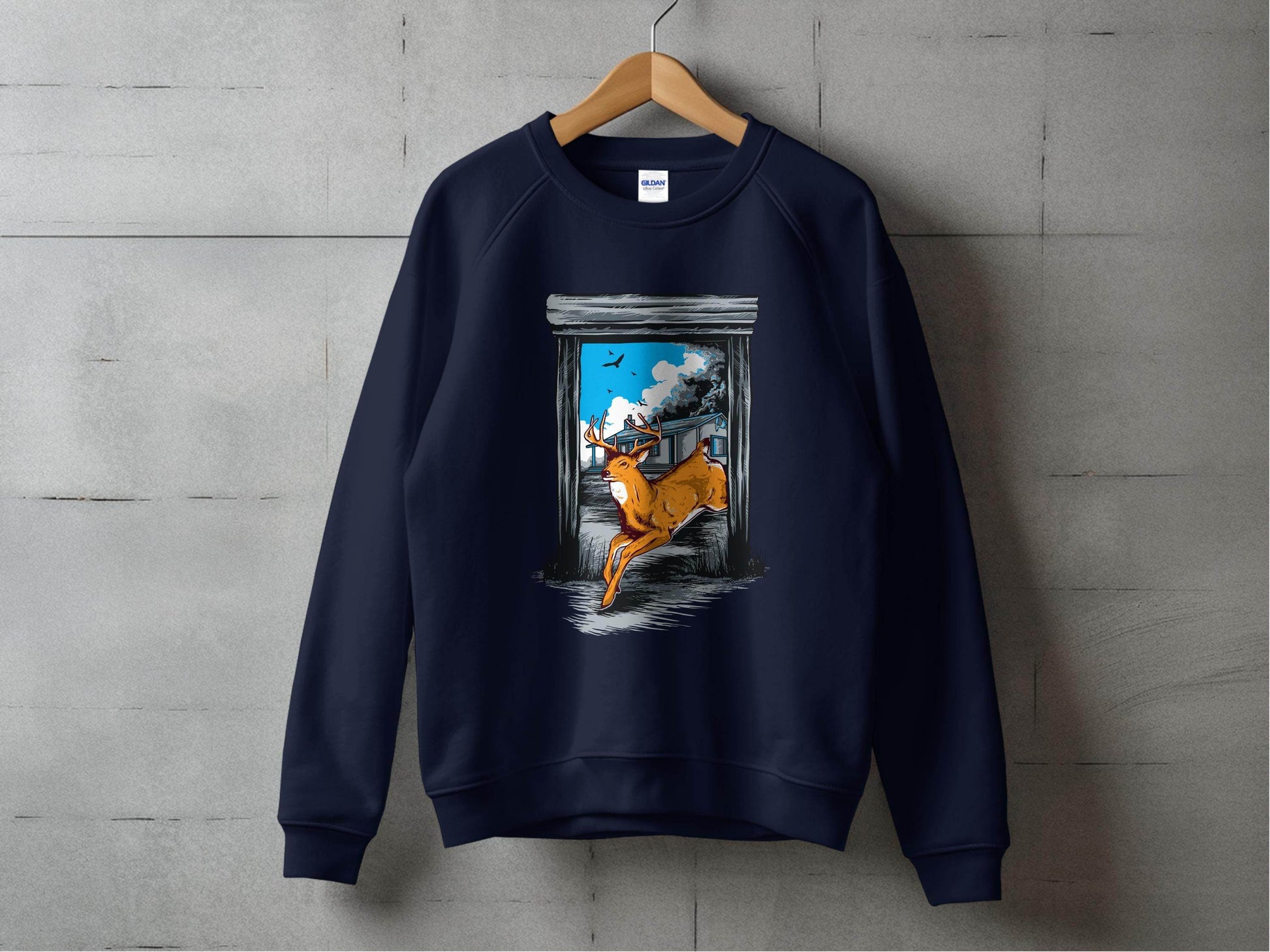 Wildlife Escape Deer Graphic Sweater - Design & Vybe