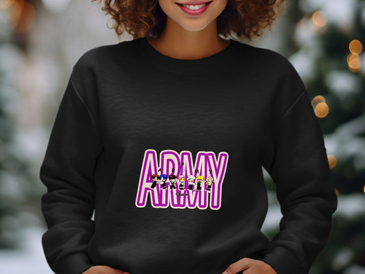 Stylish Black Army Themed Graphic Sweatshirt product