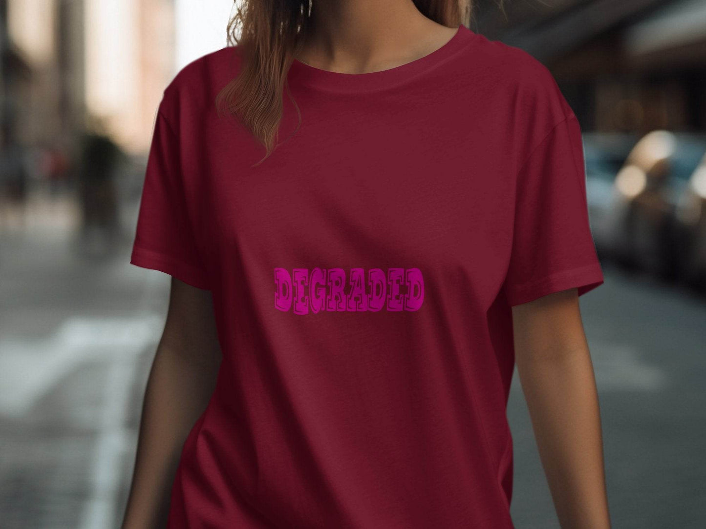Magenta DEGRADED Word Graphic Stylish T-Shirt - Design & Vybe