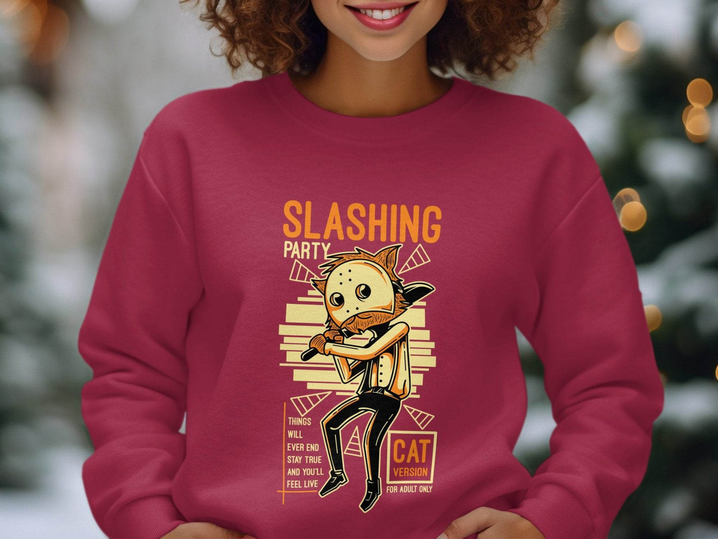 Slashing Party Cat Version for Adult Only Graphic Hoodie - Design & Vybe